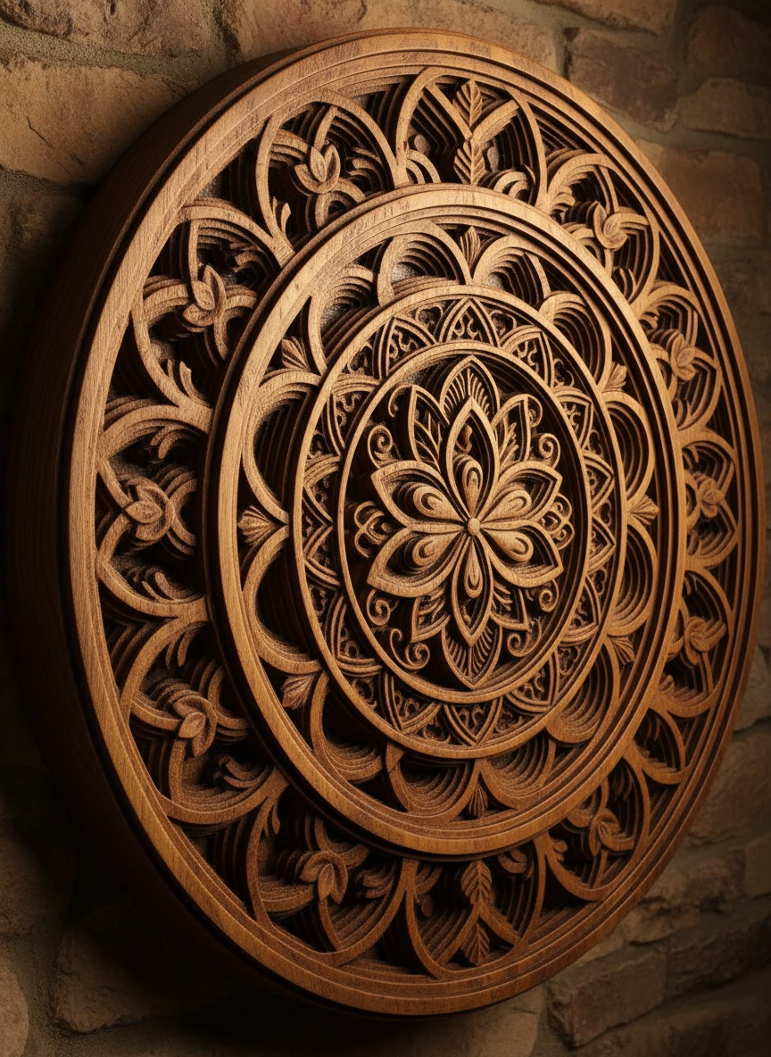 Carved Wooden Mandala