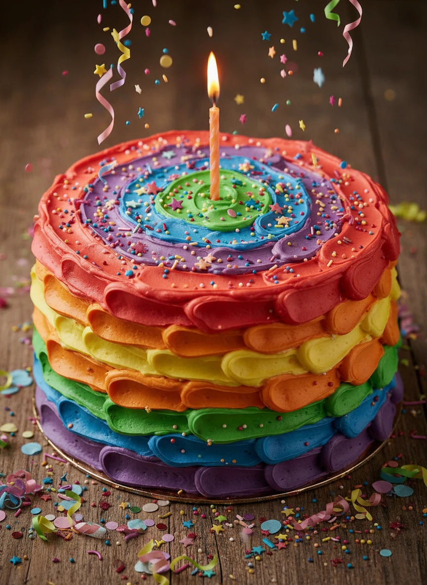 Colorful Birthday Celebration Cake