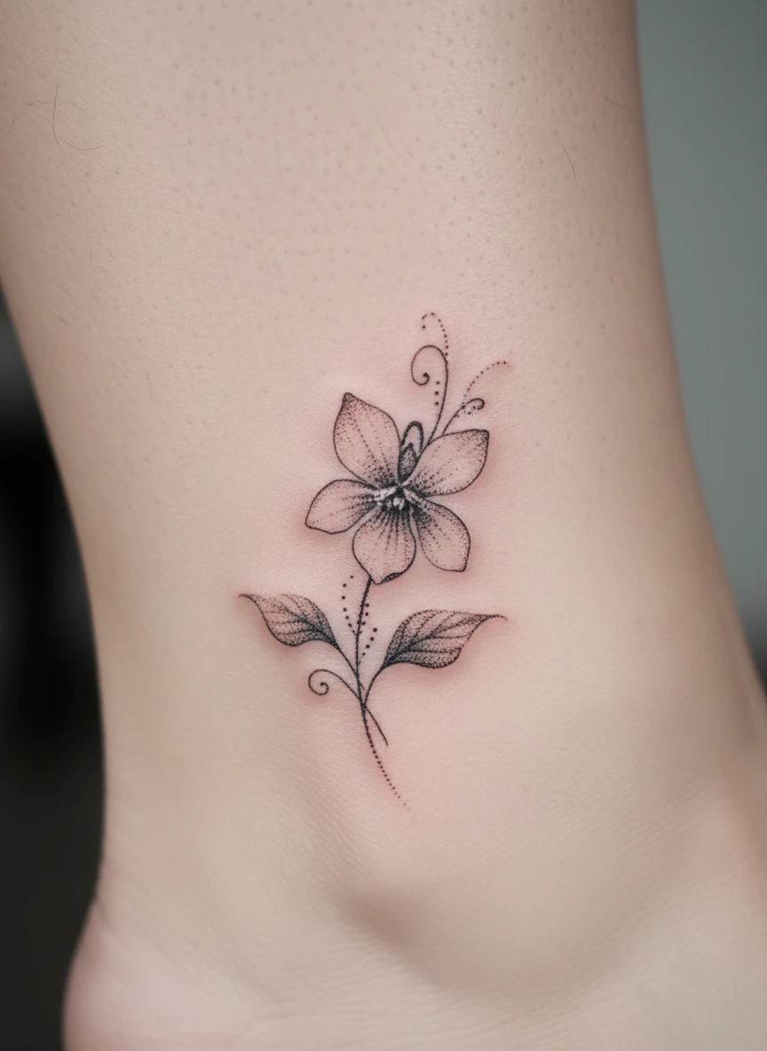 February Violet Micro Tattoo