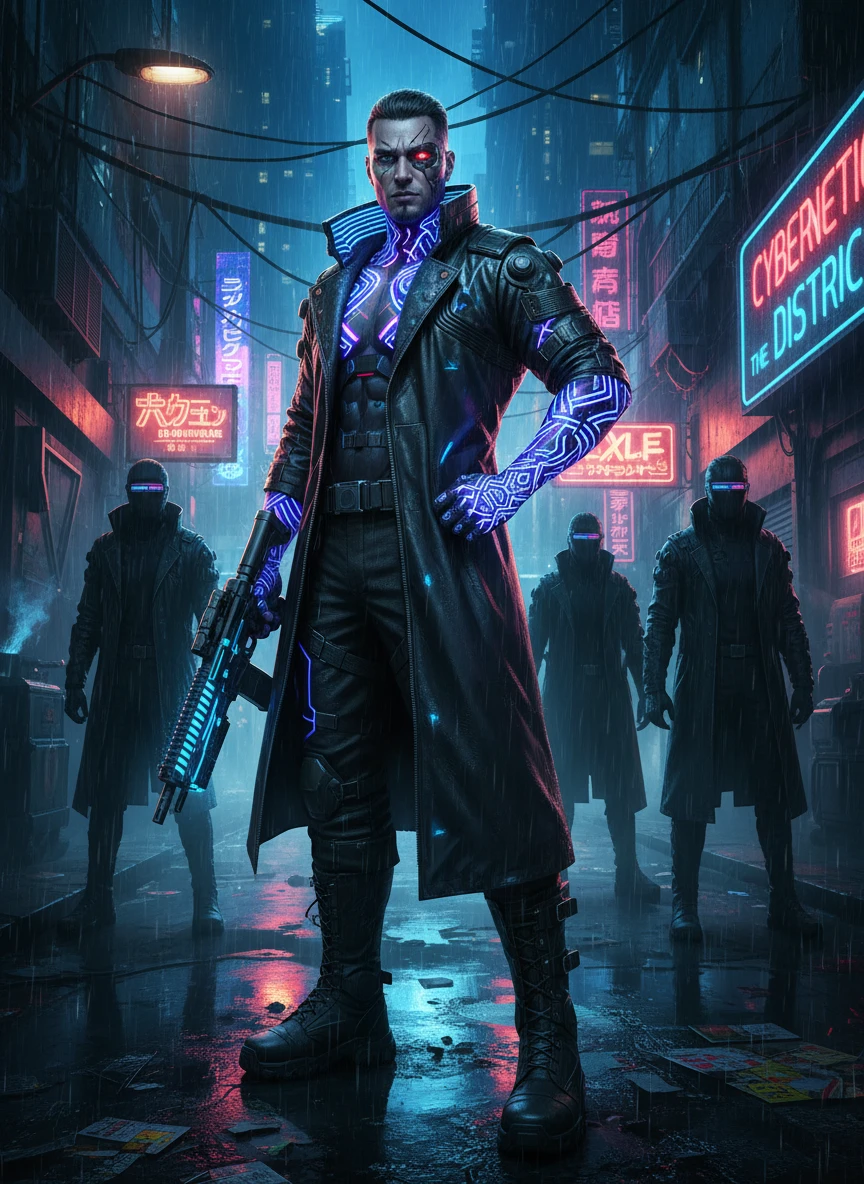 Gang Leader with Neon Tattoos