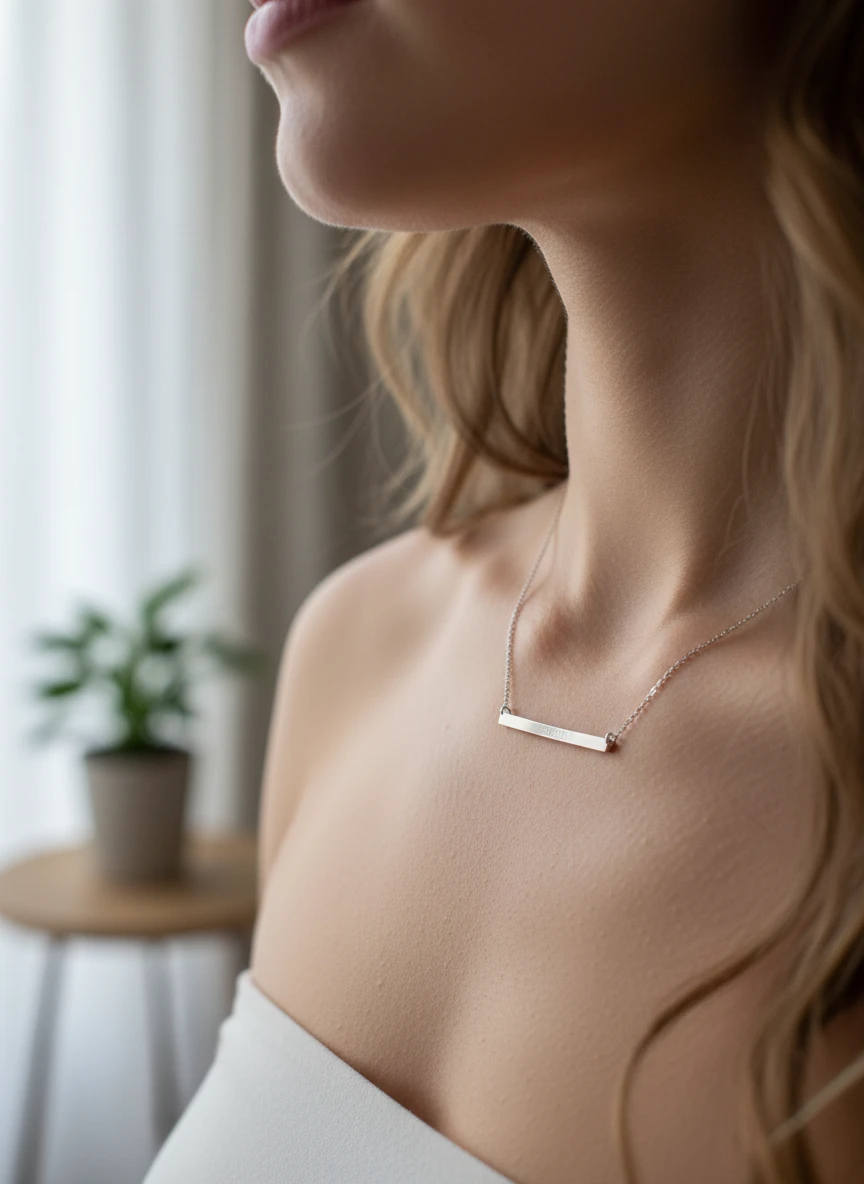 Minimalist Silver Bar Necklace