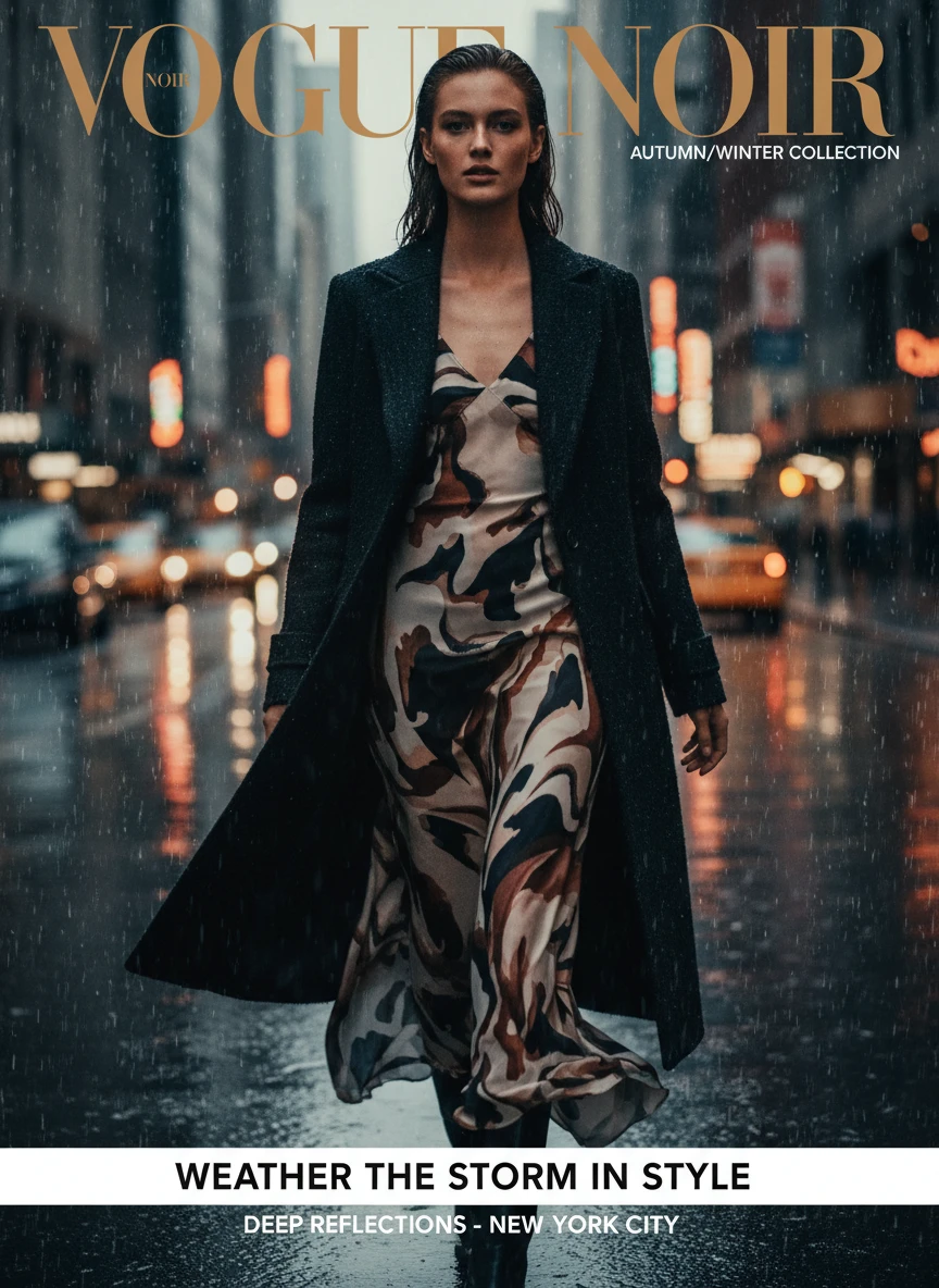 Rainy City Fashion Editorial Ad