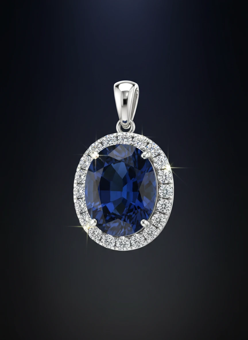 Sapphire Halo Pendant