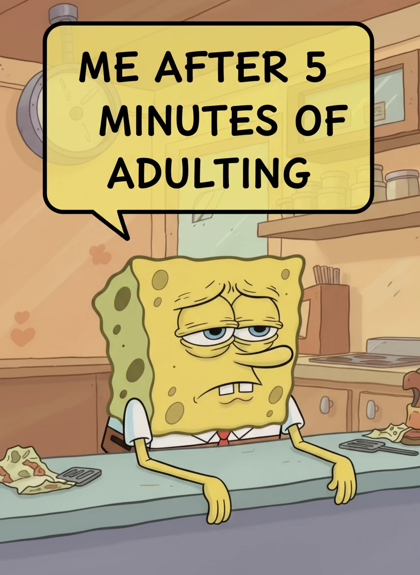 Tired SpongeBob at Work
